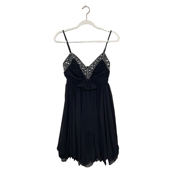 French Connection Pretty Penelope Strappy Dress Size 6 Black Rhinestone New - Picture 11 of 12